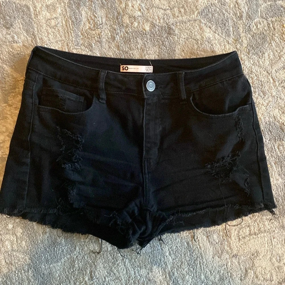 SO Black Distressed Jean Shorts
